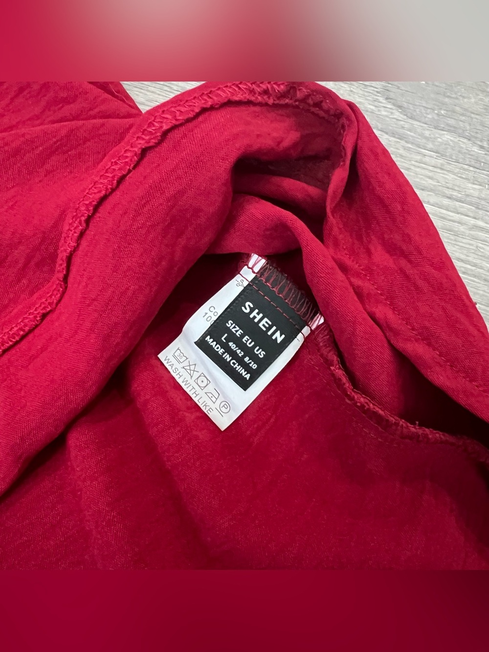 SHEIN Flutter Ruffle Petal Sleeve Top size L Rose Red - Picture 5 of 5